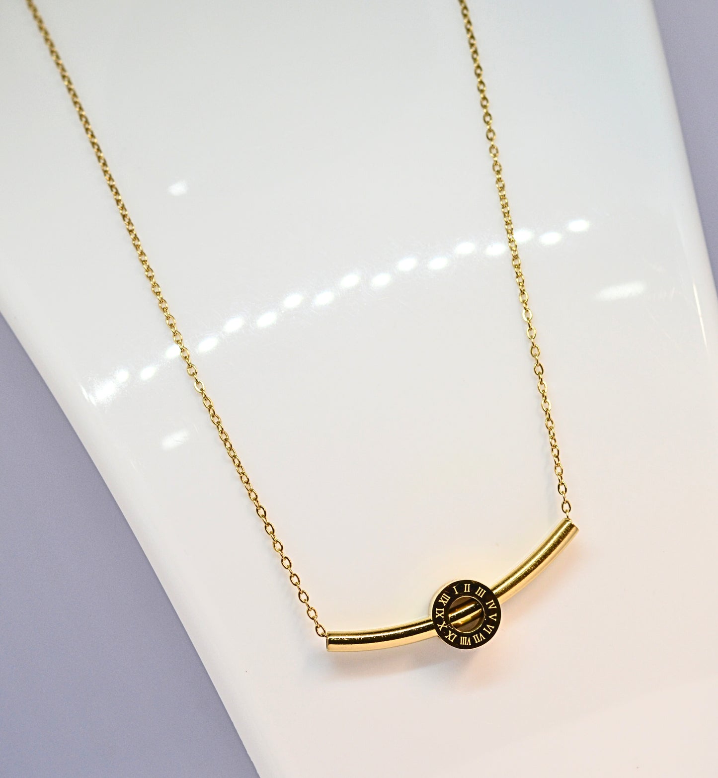 Stainless steel pierced ring necklace