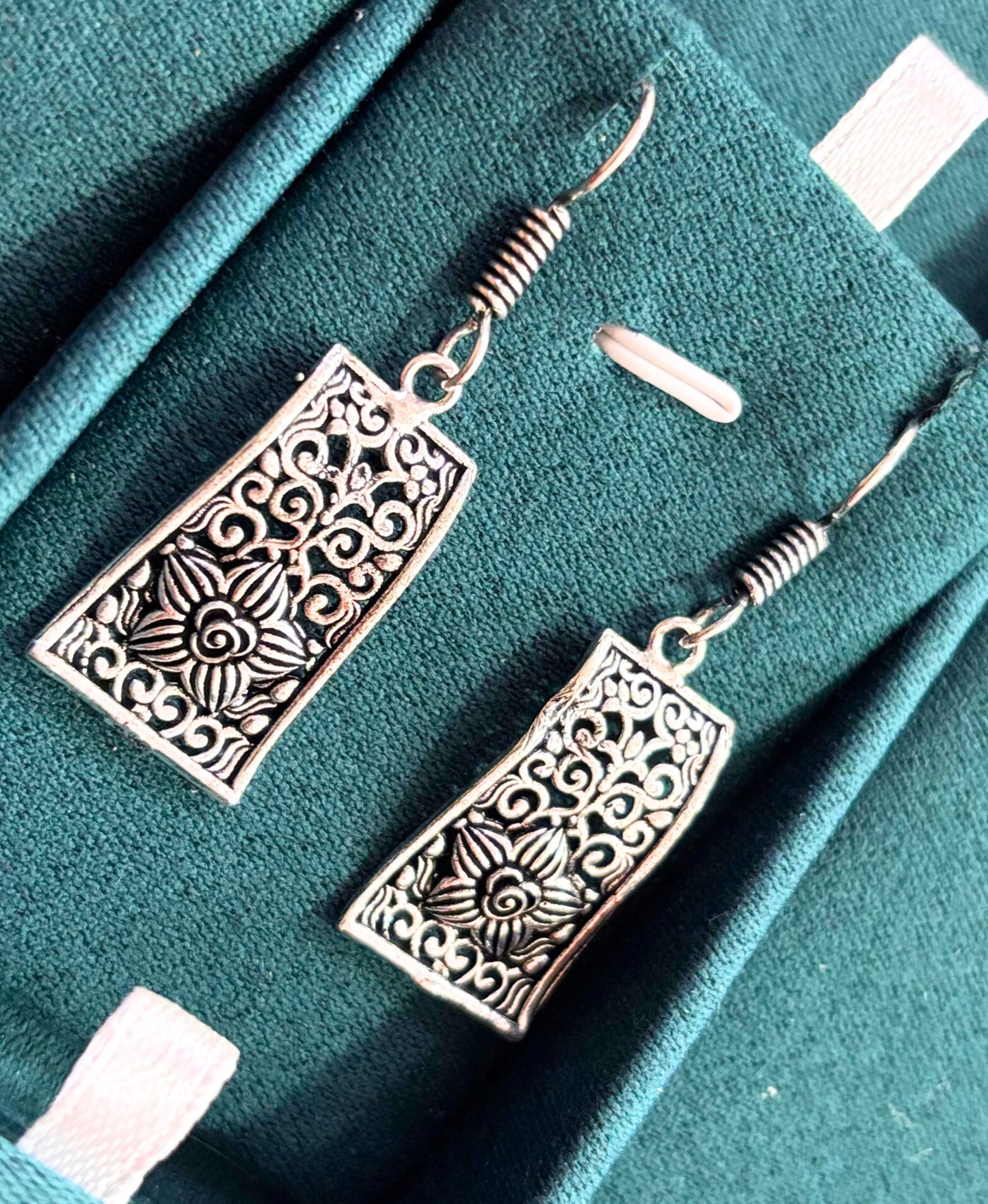 Ornate Blossom Oxidised Earrings
