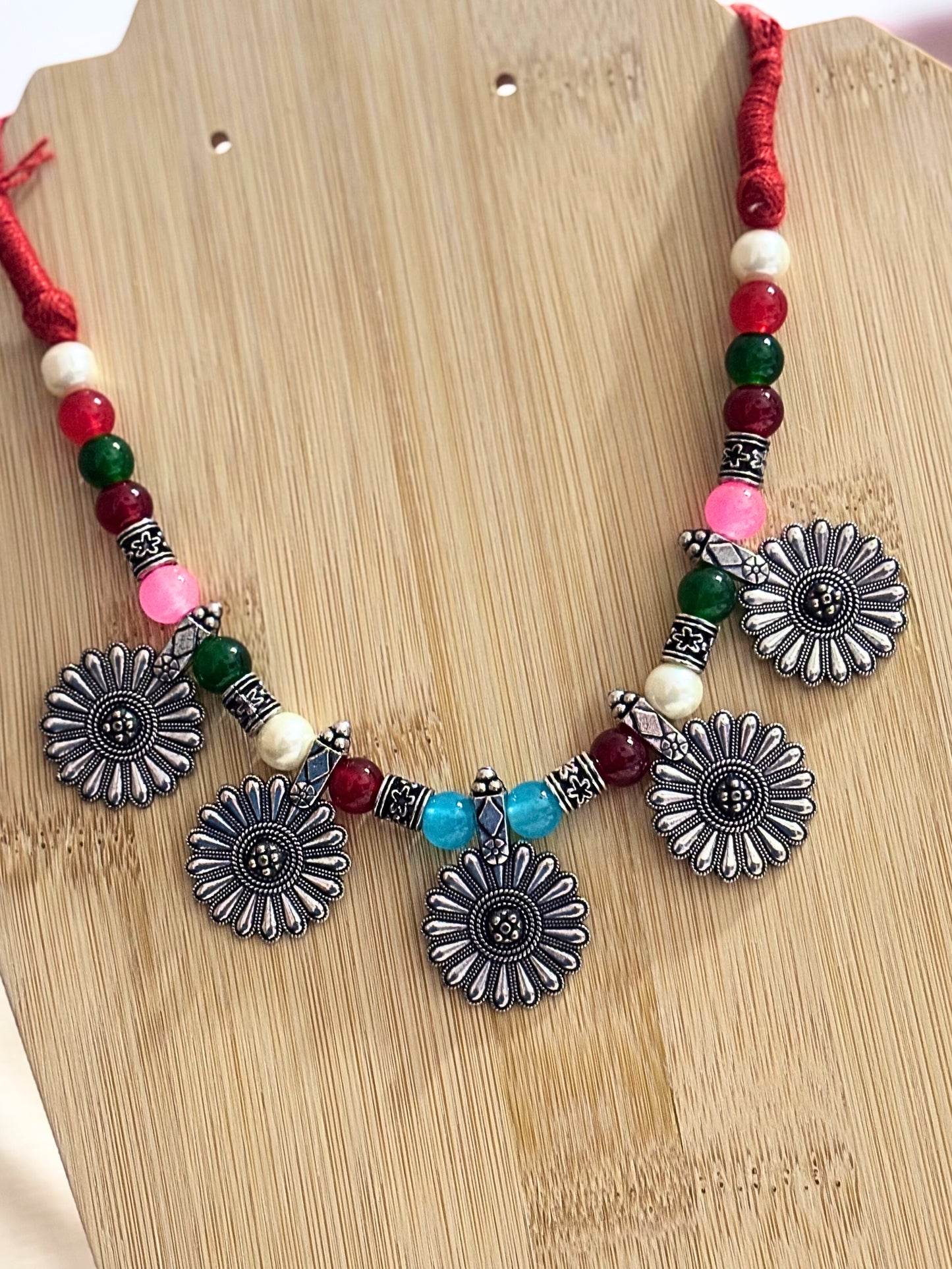 Blooming Grace Oxidised Floral Necklace