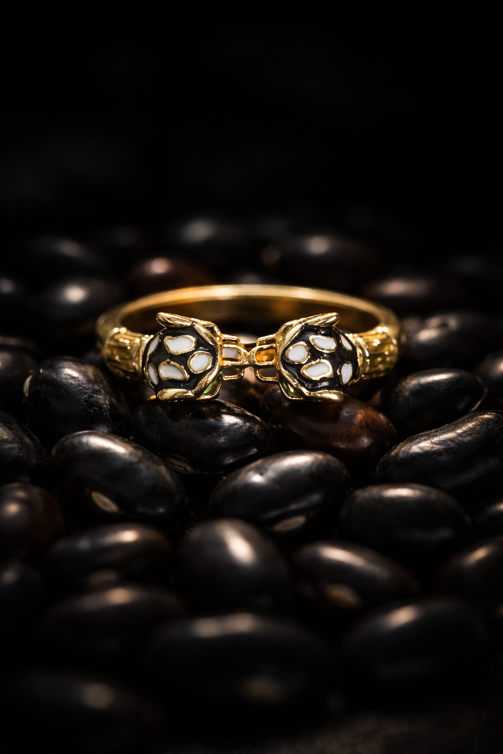 Twin Leopard Enamel Open Ring