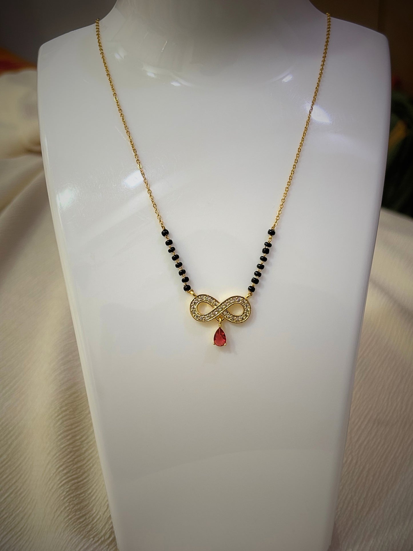 Infinity Pendant Mangalsutra with Ruby Drop