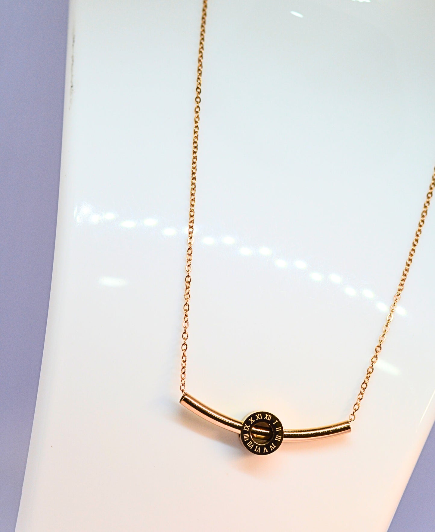 Stainless steel pierced ring necklace