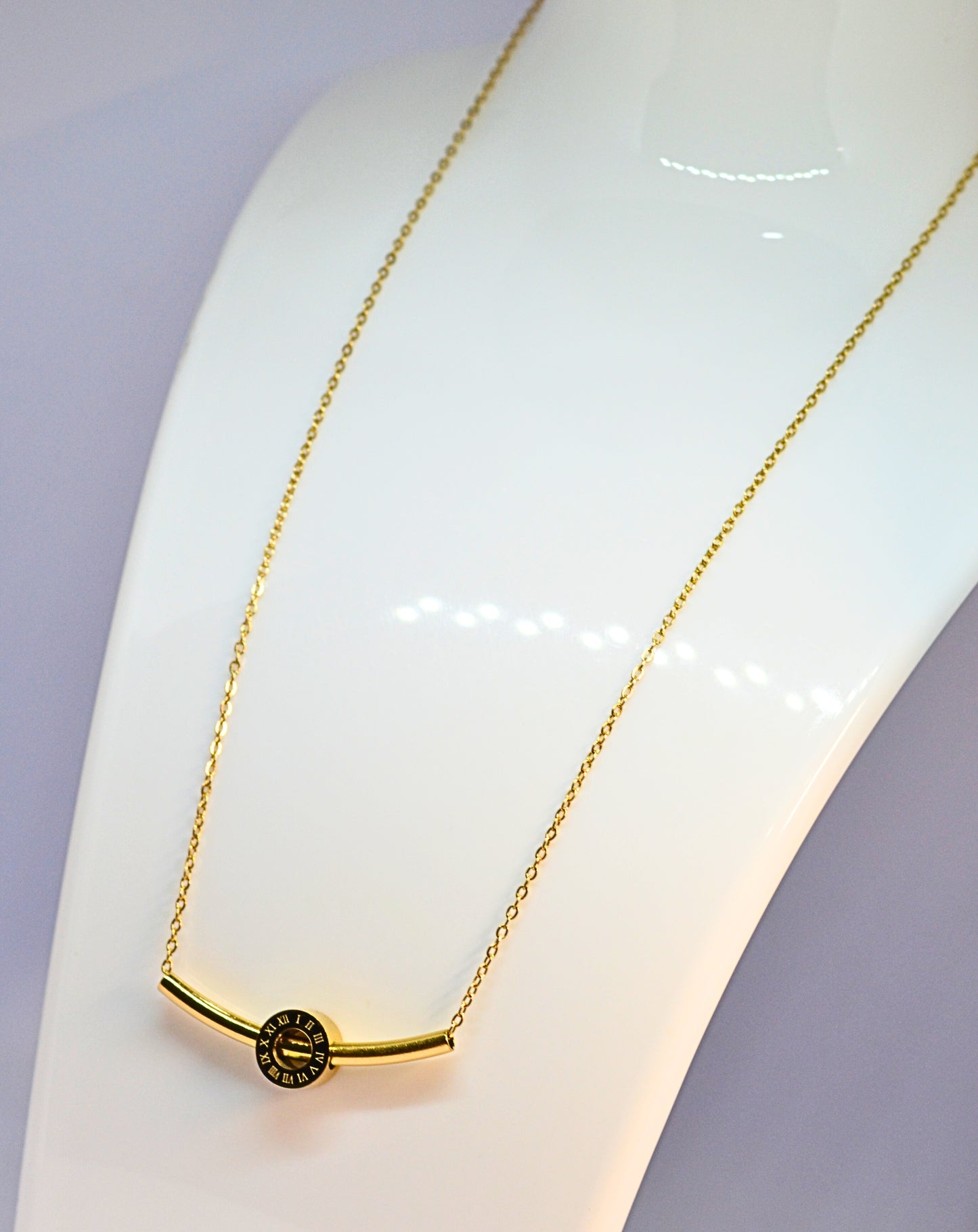 Stainless steel pierced ring necklace
