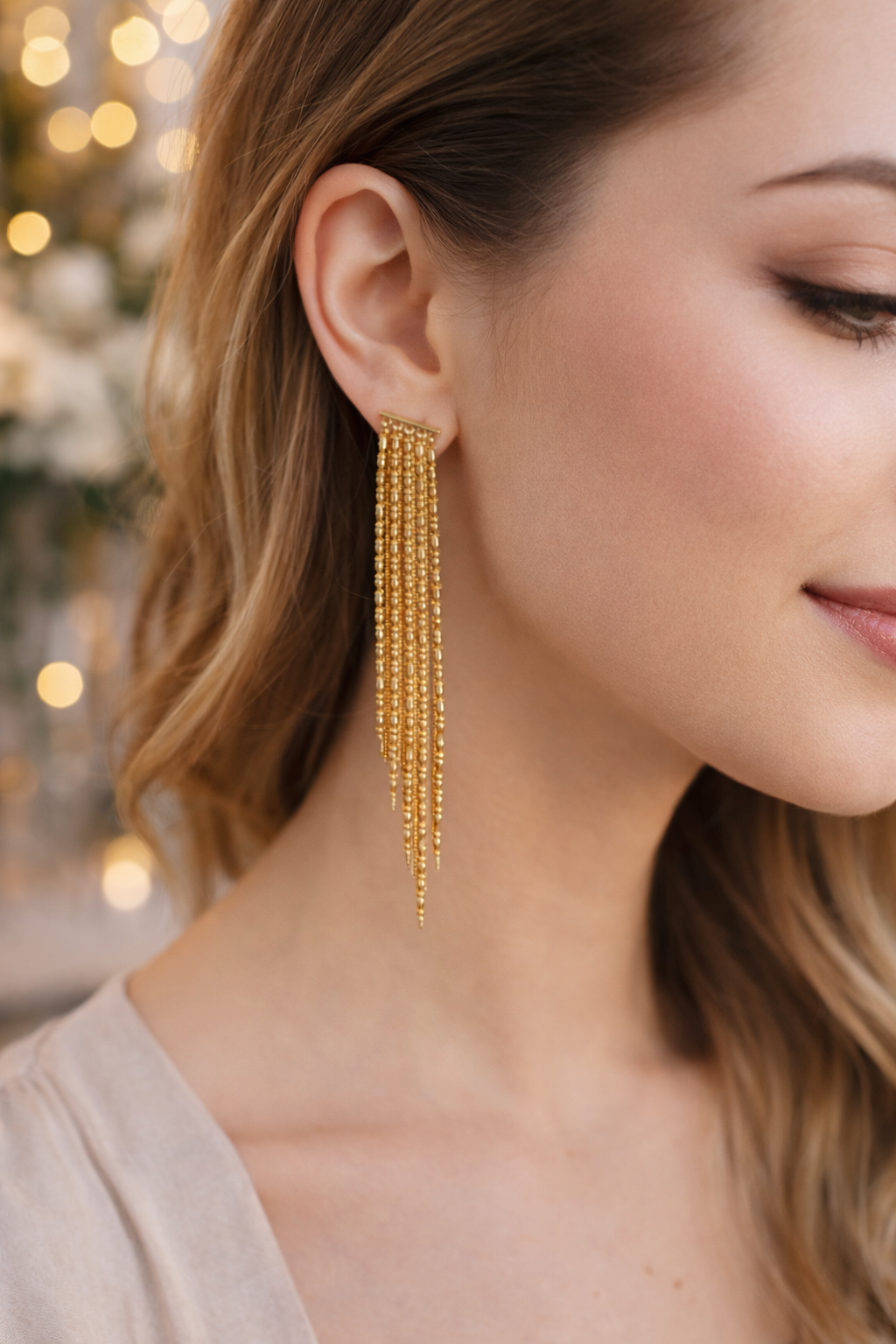 Golden Cascade Luxe Earrings