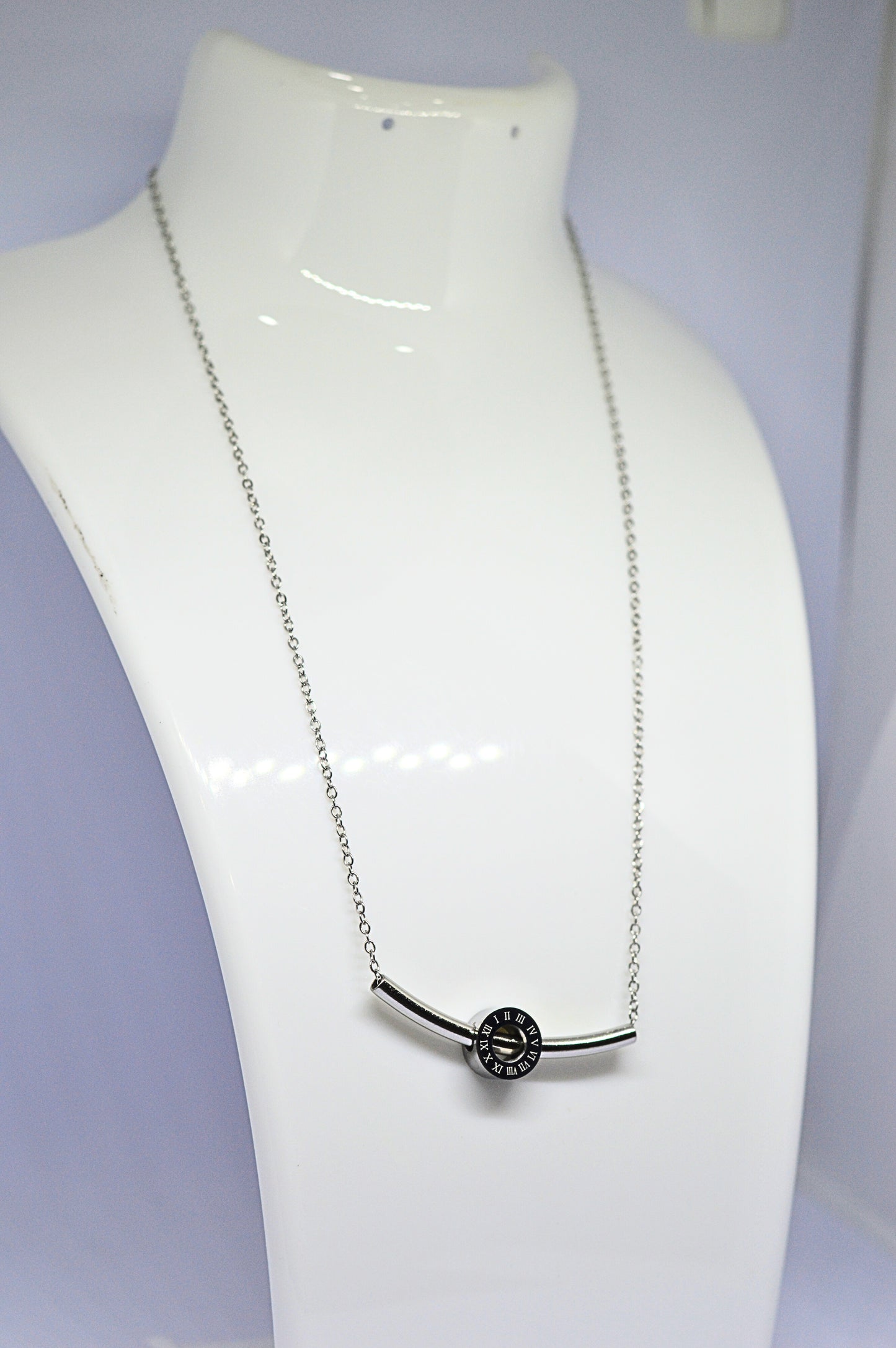 Stainless steel pierced ring necklace