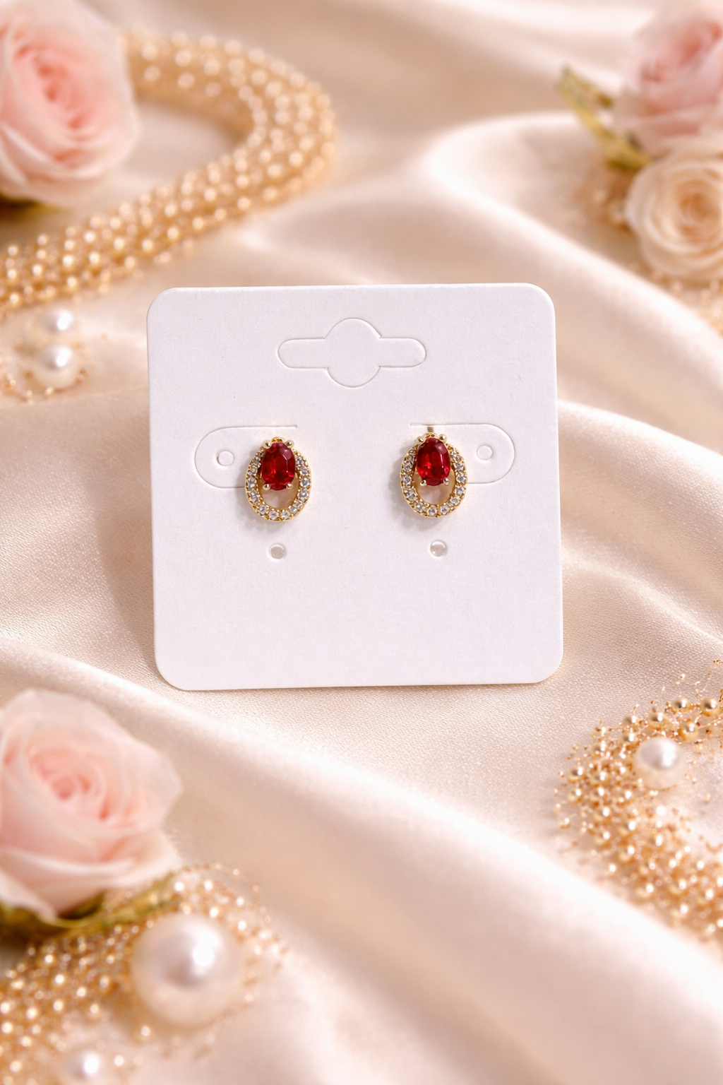Emerald & Ruby Glow Stud Earrings