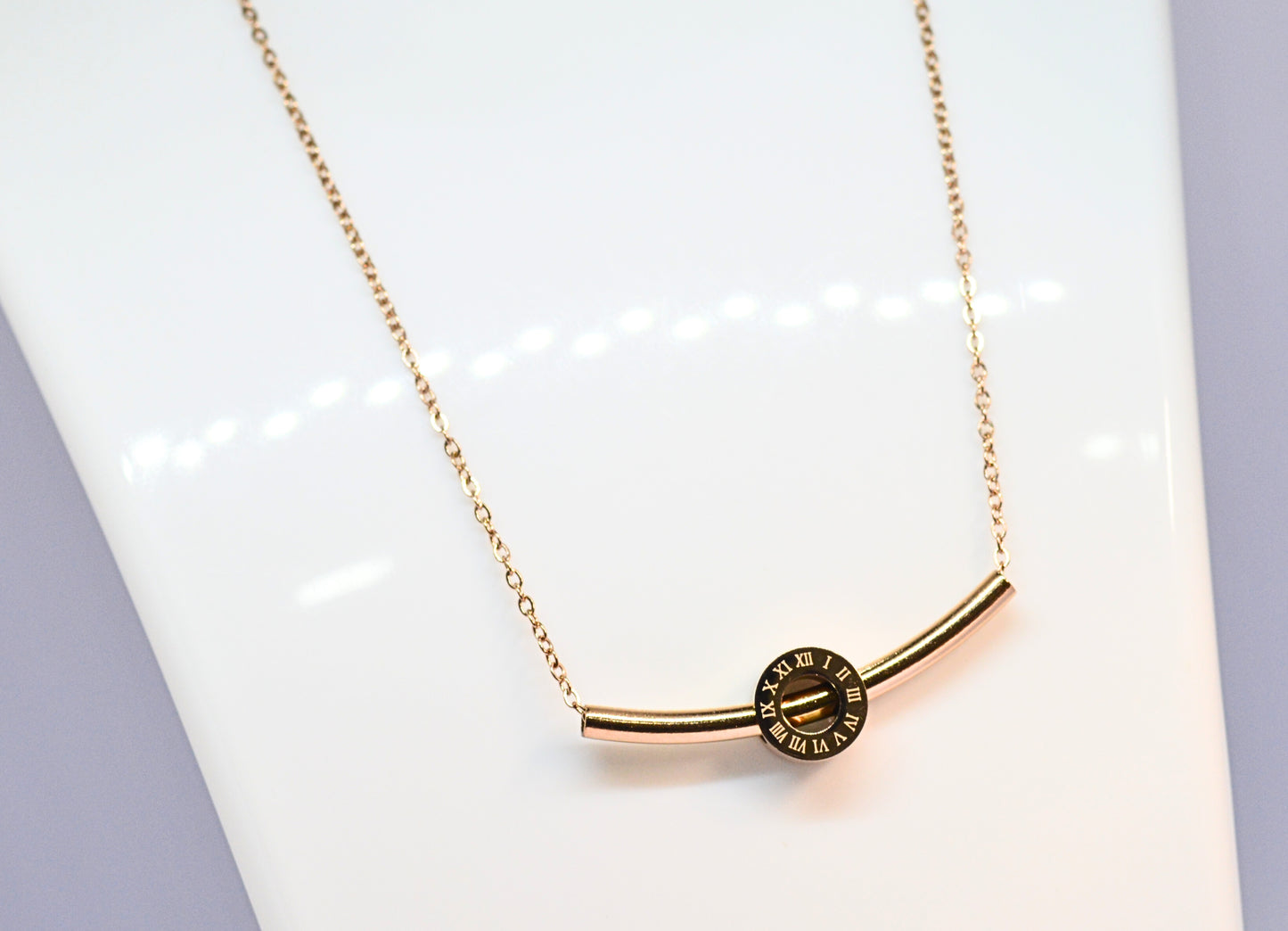 Stainless steel pierced ring necklace