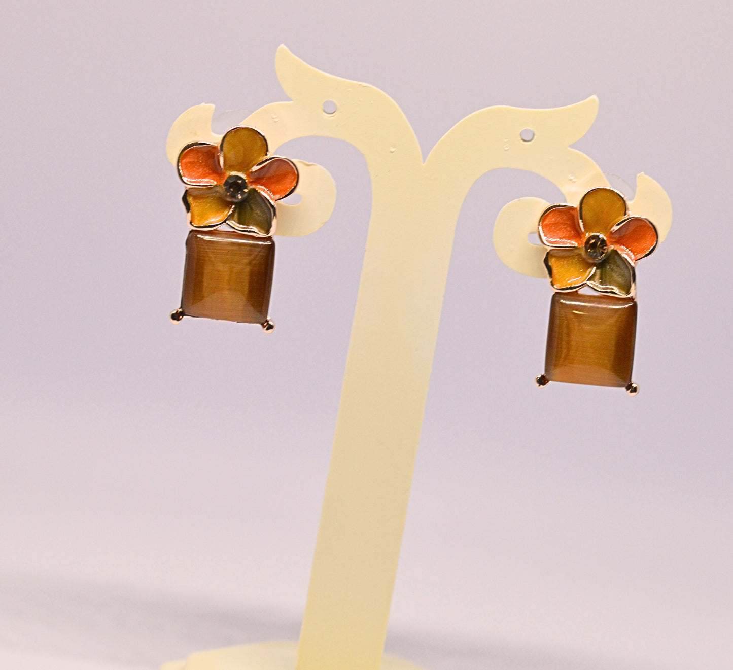 Rose gold brown square design Earrings