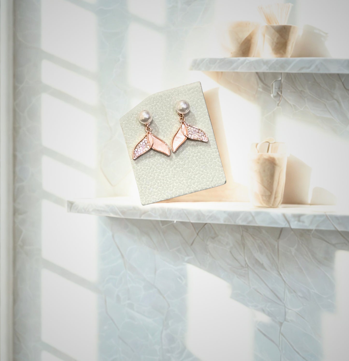 Pearl Stud Mermaid Tail Earrings