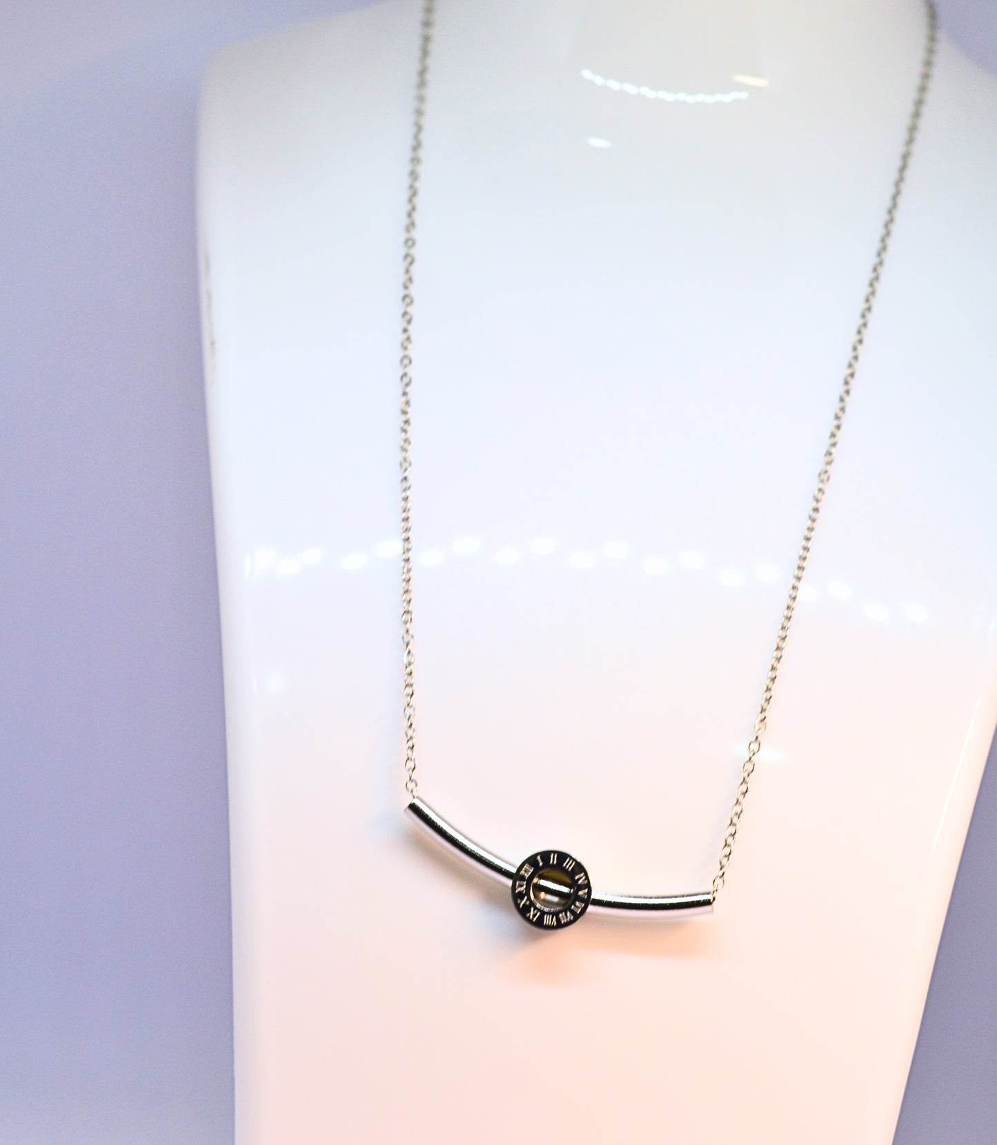 Stainless steel pierced ring necklace