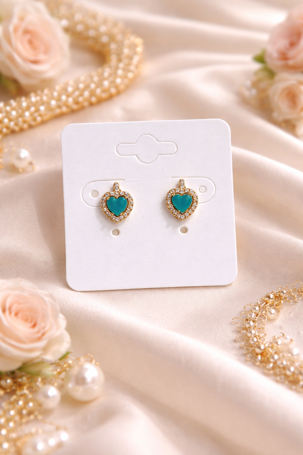 LoveGlow Stainless Steel AD Heart Earrings