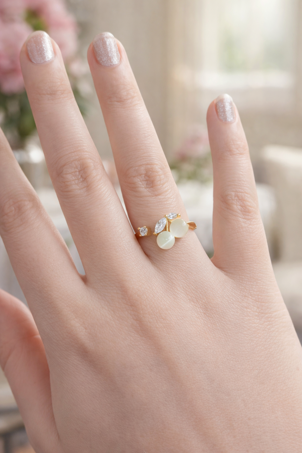 Cherry Drop Stainless Steel Ring