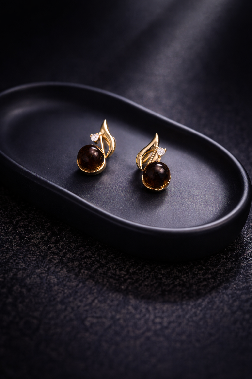 Amber Leaf Glow Stud Earrings