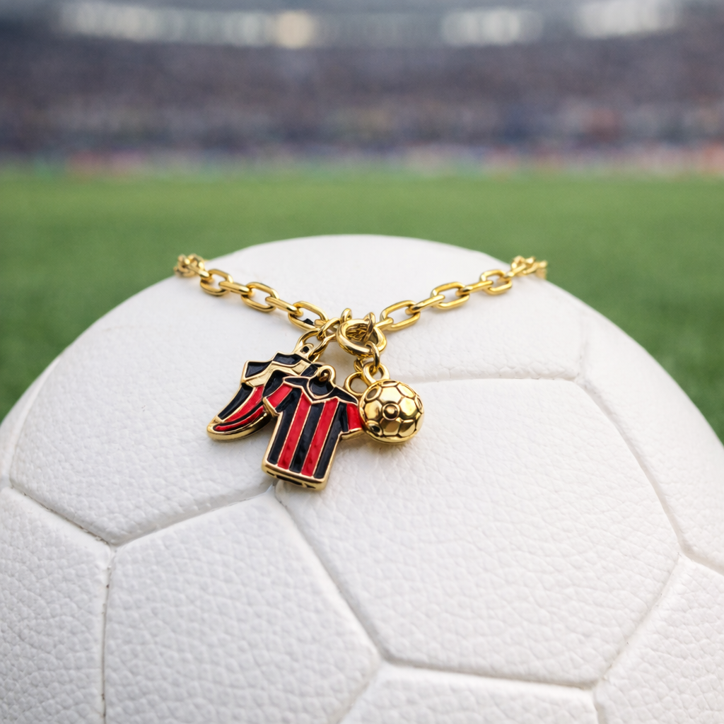 Football Fever Stainless Steel Charm Bracelet