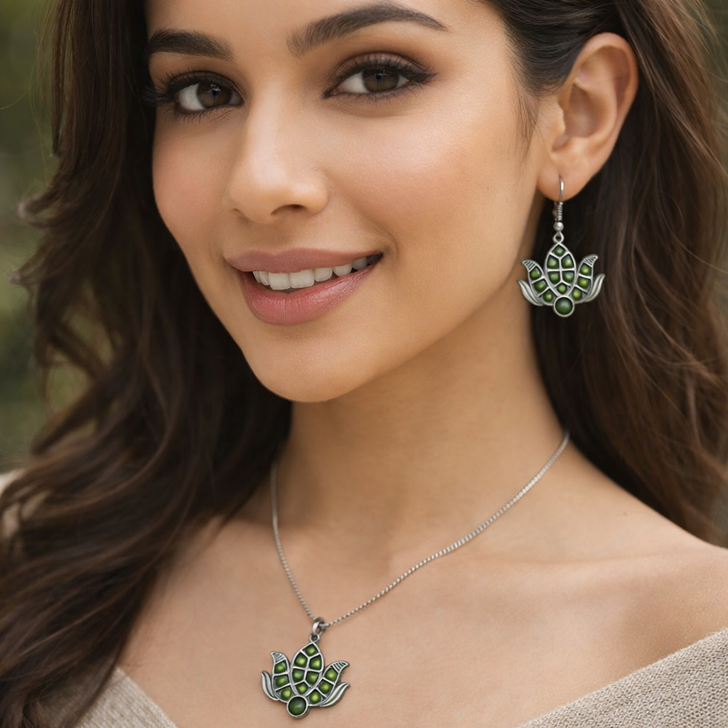 Shubhlotus Oxidised Brass Casting Jewellery Set