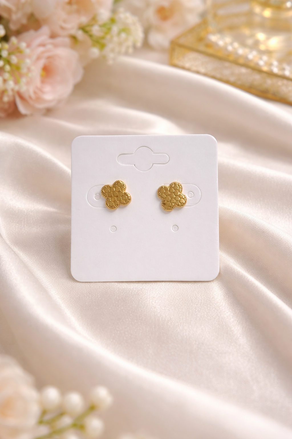 Golden Clover Stud Earrings
