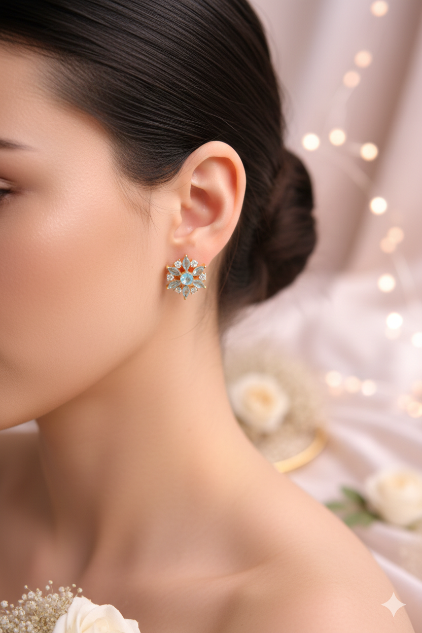 Golden Glow Floral Studs