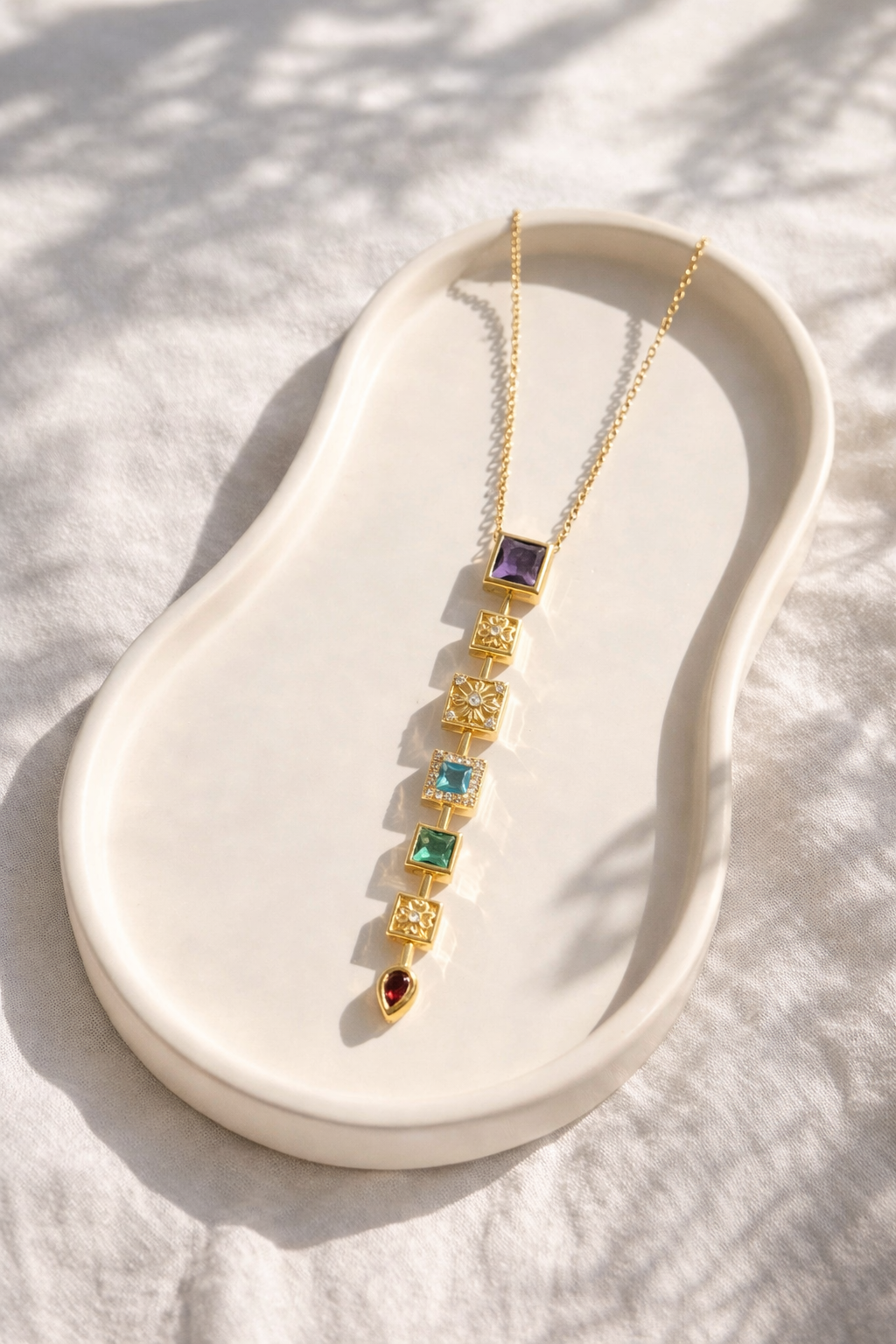 Aurora Multistone Drop Necklace