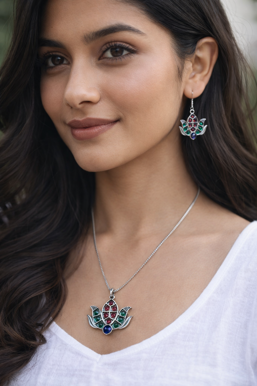 Shubhlotus Oxidised Brass Casting Jewellery Set
