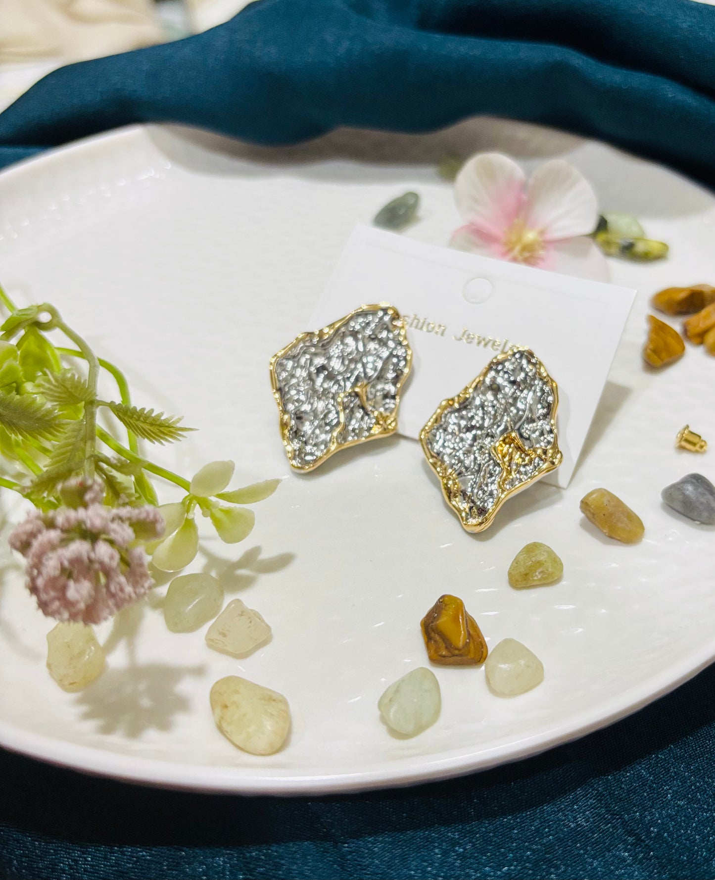 Metallic gold and silver stylish earrings