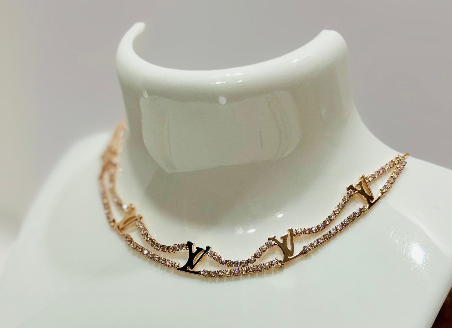 Rose Gold Double chain Choker With Unique Design