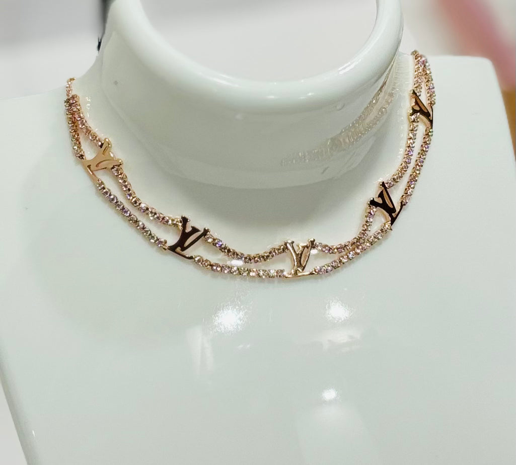 Rose Gold Double chain Choker With Unique Design