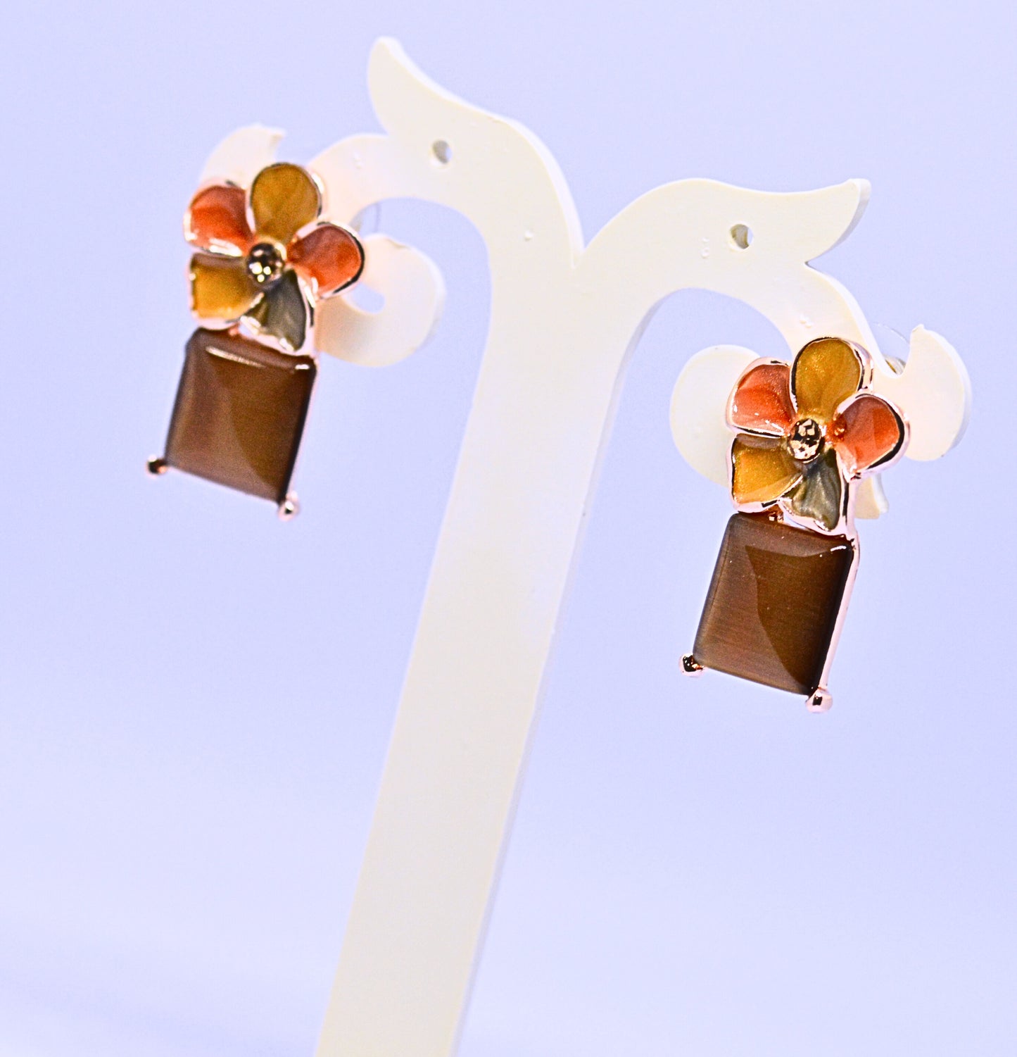Rose gold brown square design Earrings