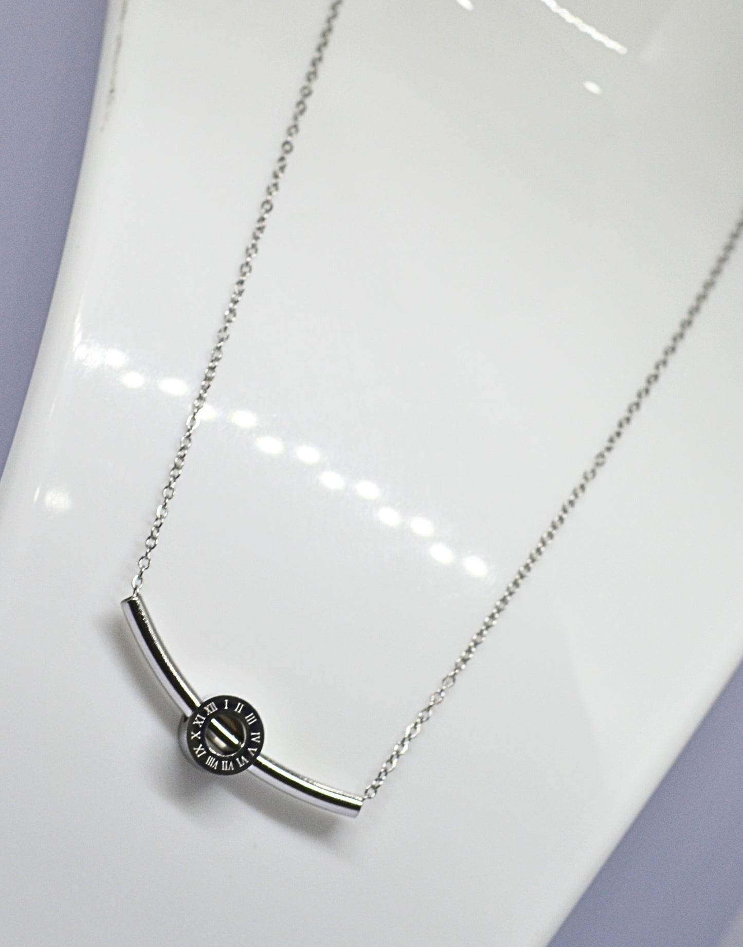 Stainless steel pierced ring necklace