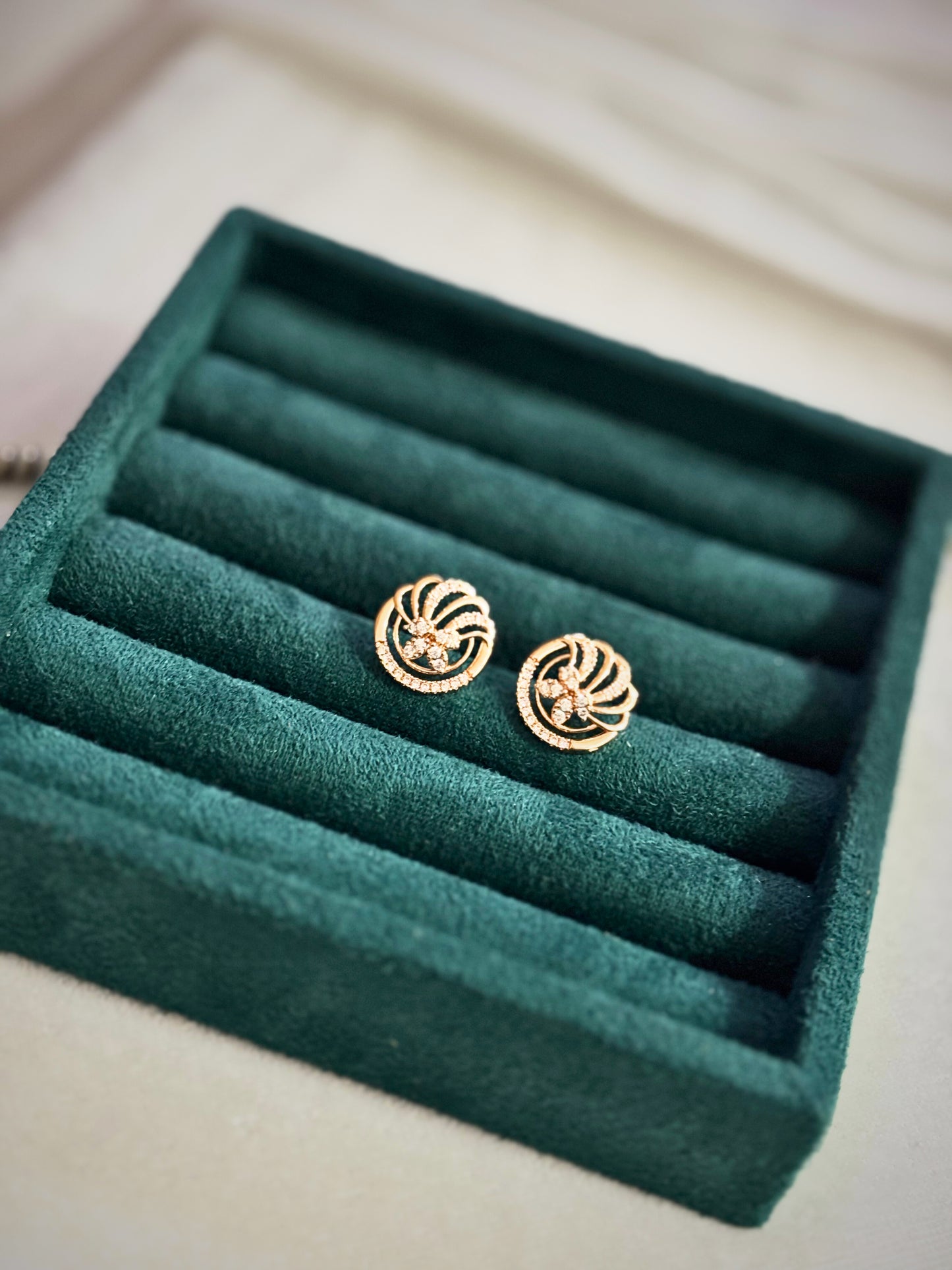 Gold-Tone Floral Swirl Stud Earrings