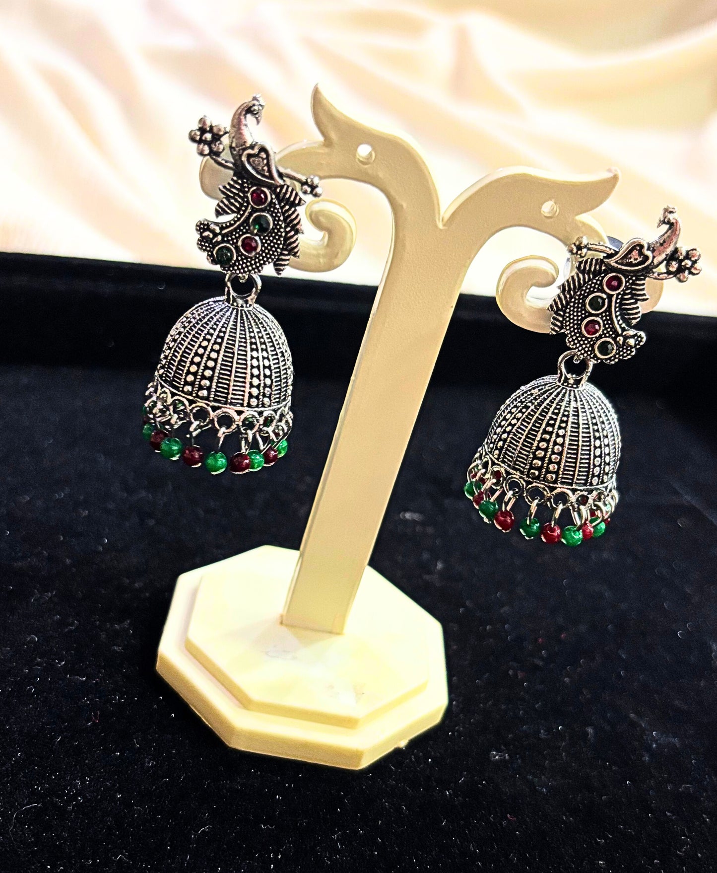 Peacock Glow Jhumkas Earrings
