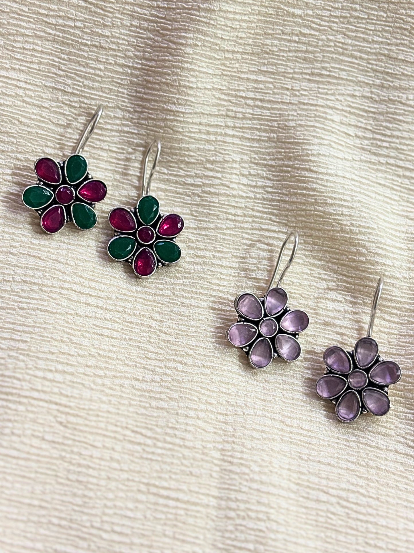 Blossom Glow German Silver Earrings