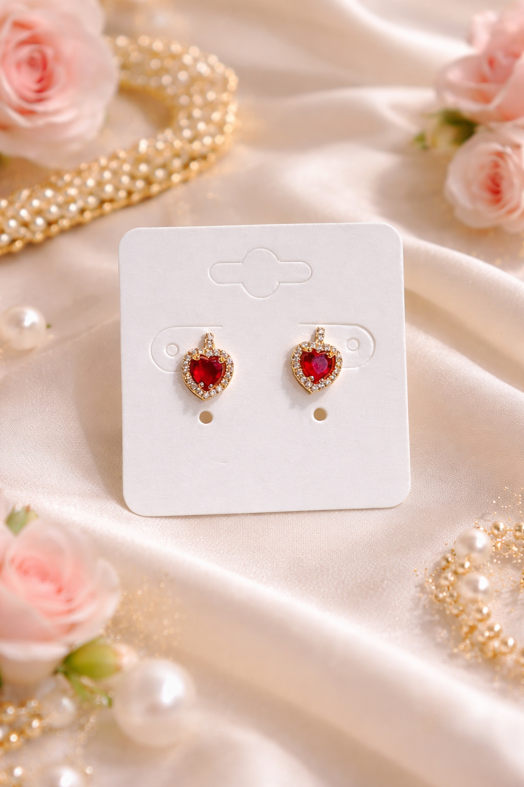LoveGlow Stainless Steel AD Heart Earrings