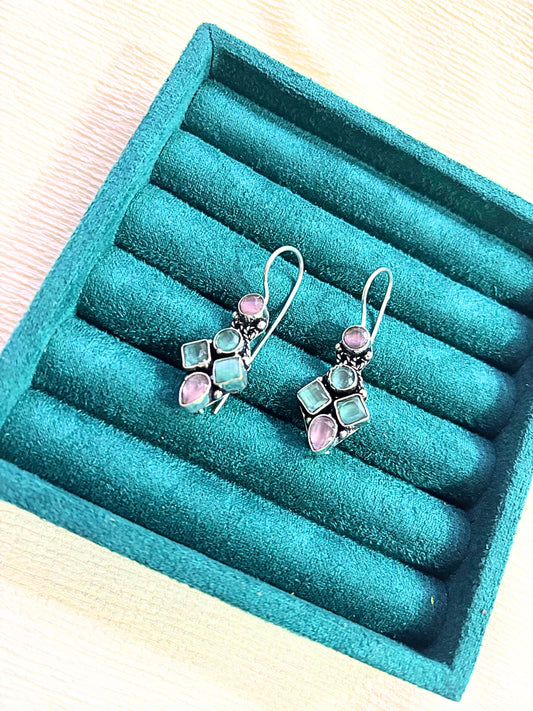 Gemstone Cluster German Silver Earrings