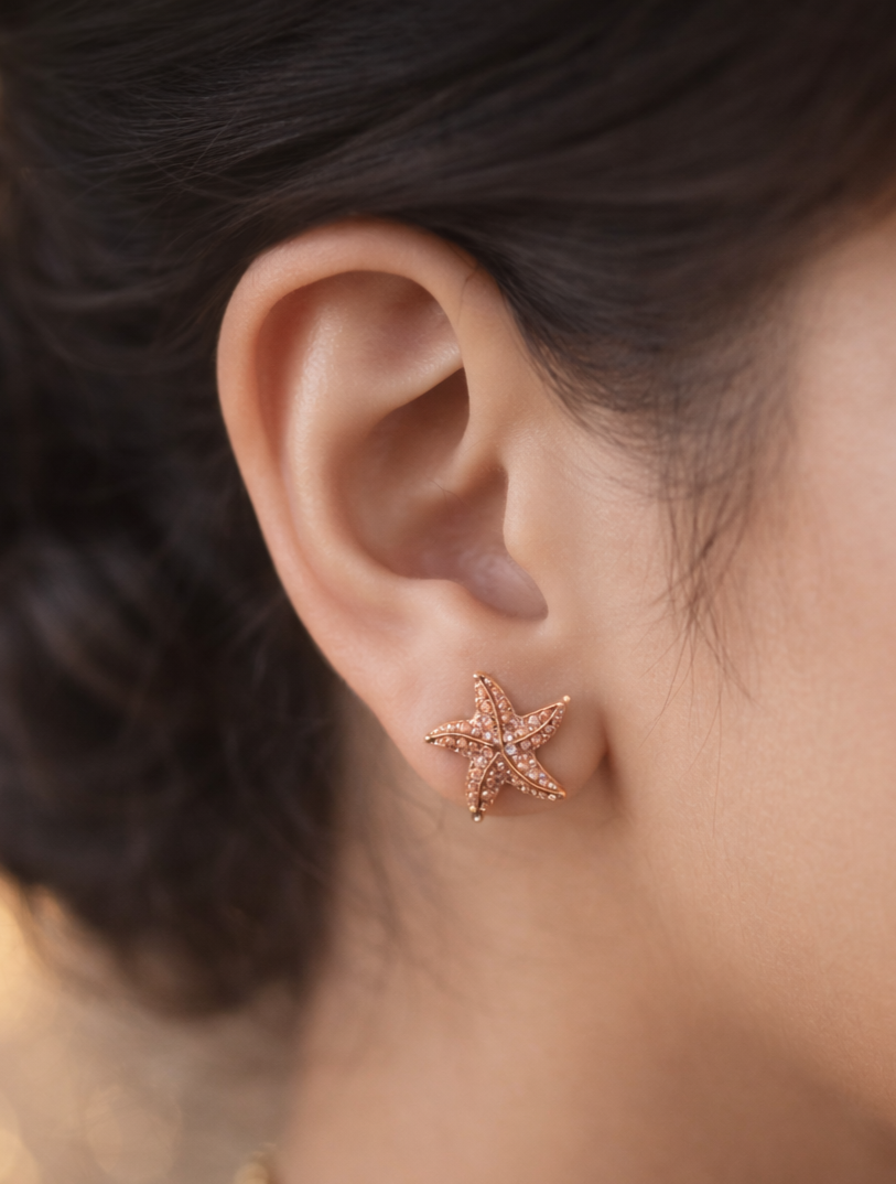 Starfish Sparkle Stud Earrings