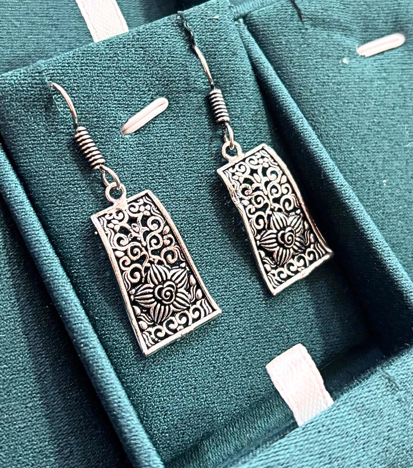 Ornate Blossom Oxidised Earrings