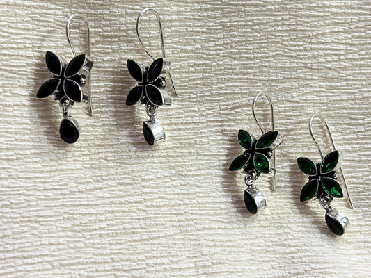 Floral Drop German Silver Earrings