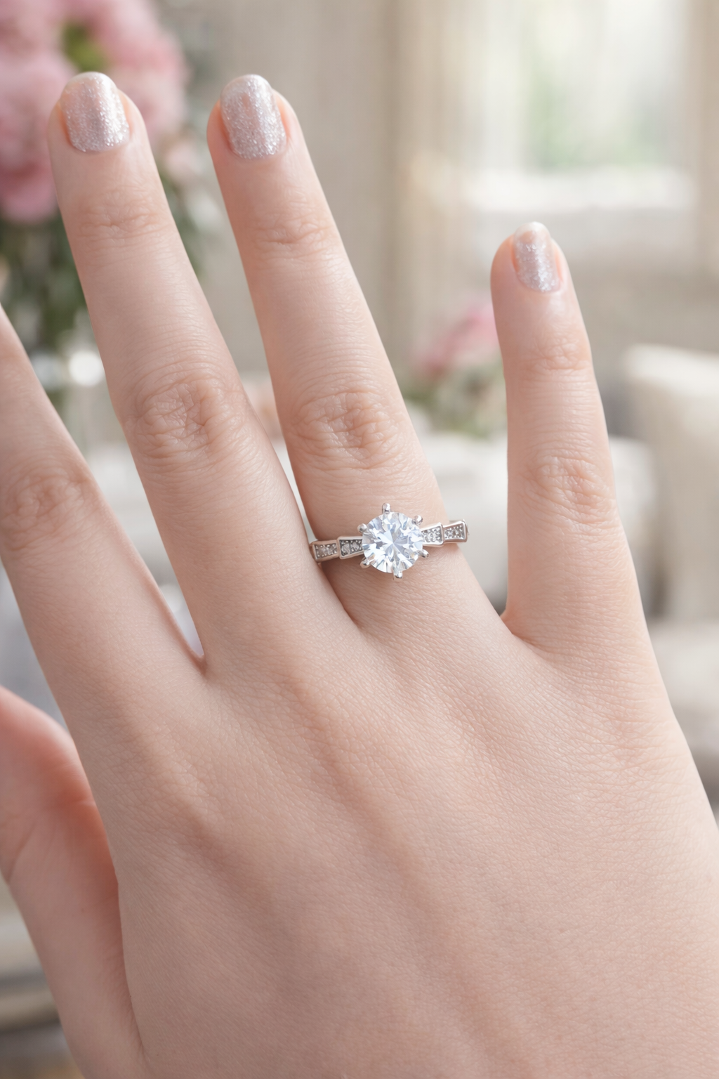 Radiant Crown Solitaire Ring