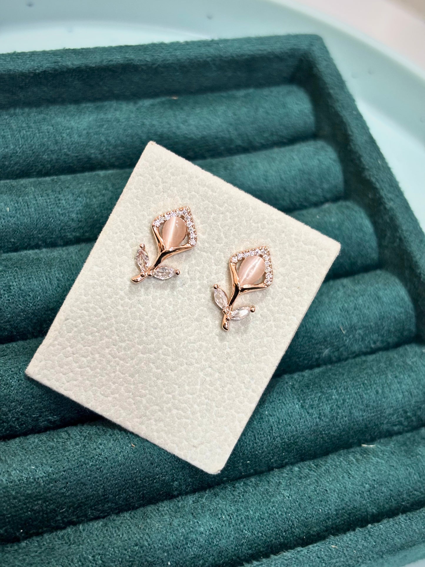 Rose Gold Floral Stud Earrings