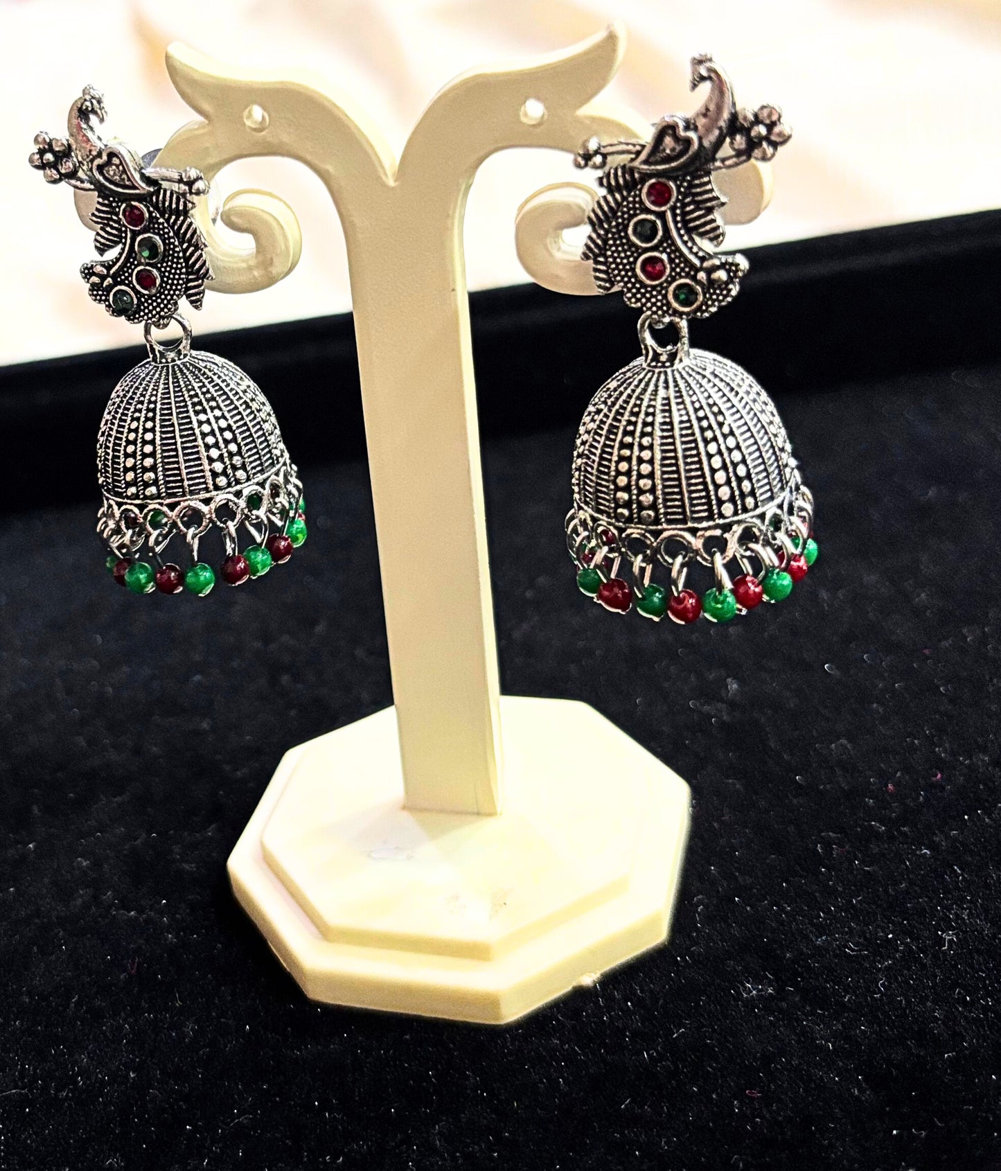 Peacock Glow Jhumkas Earrings