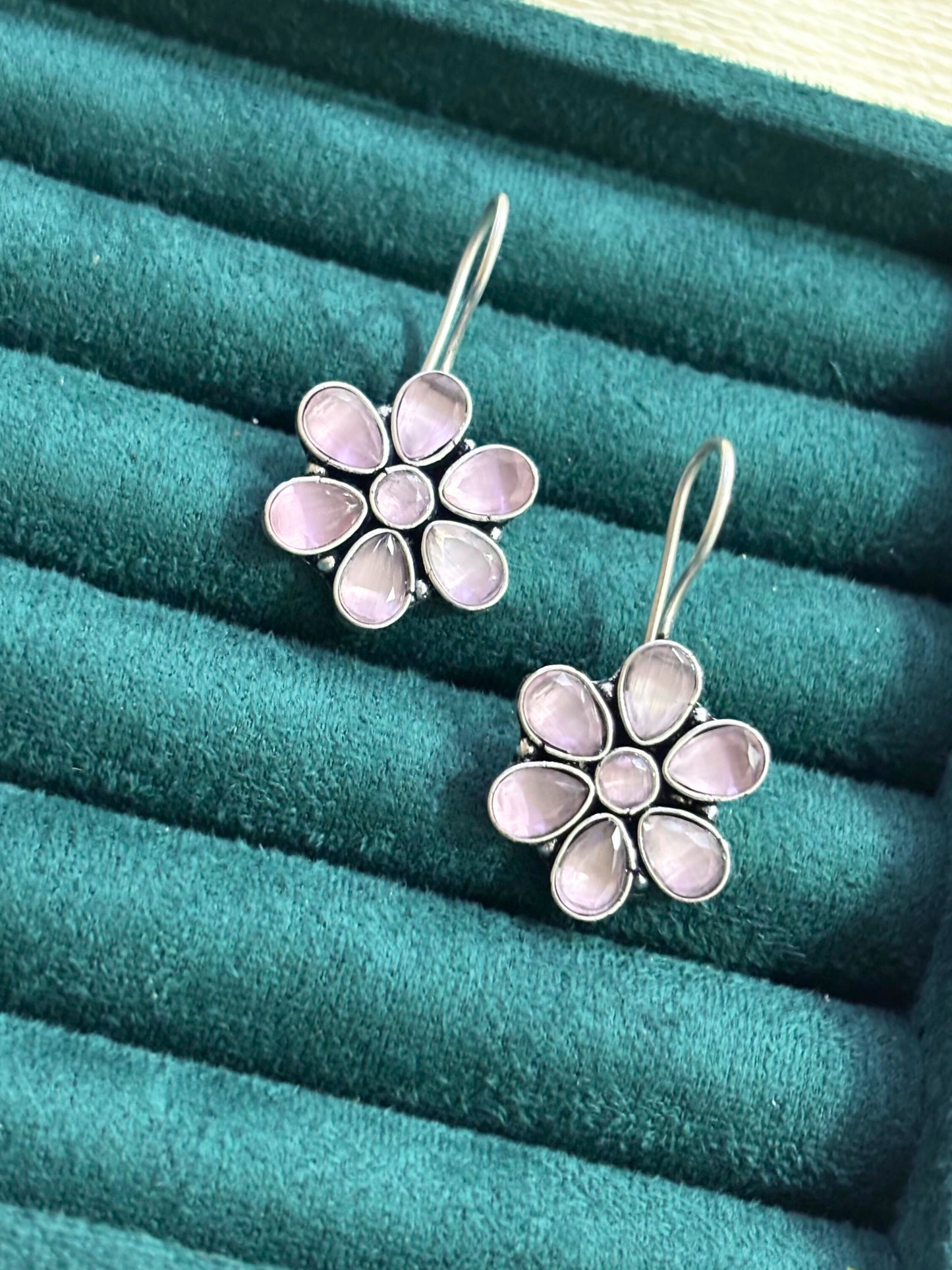 Blossom Glow German Silver Earrings