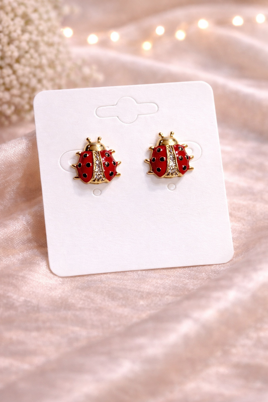 Red Ladybug Charm Earrings