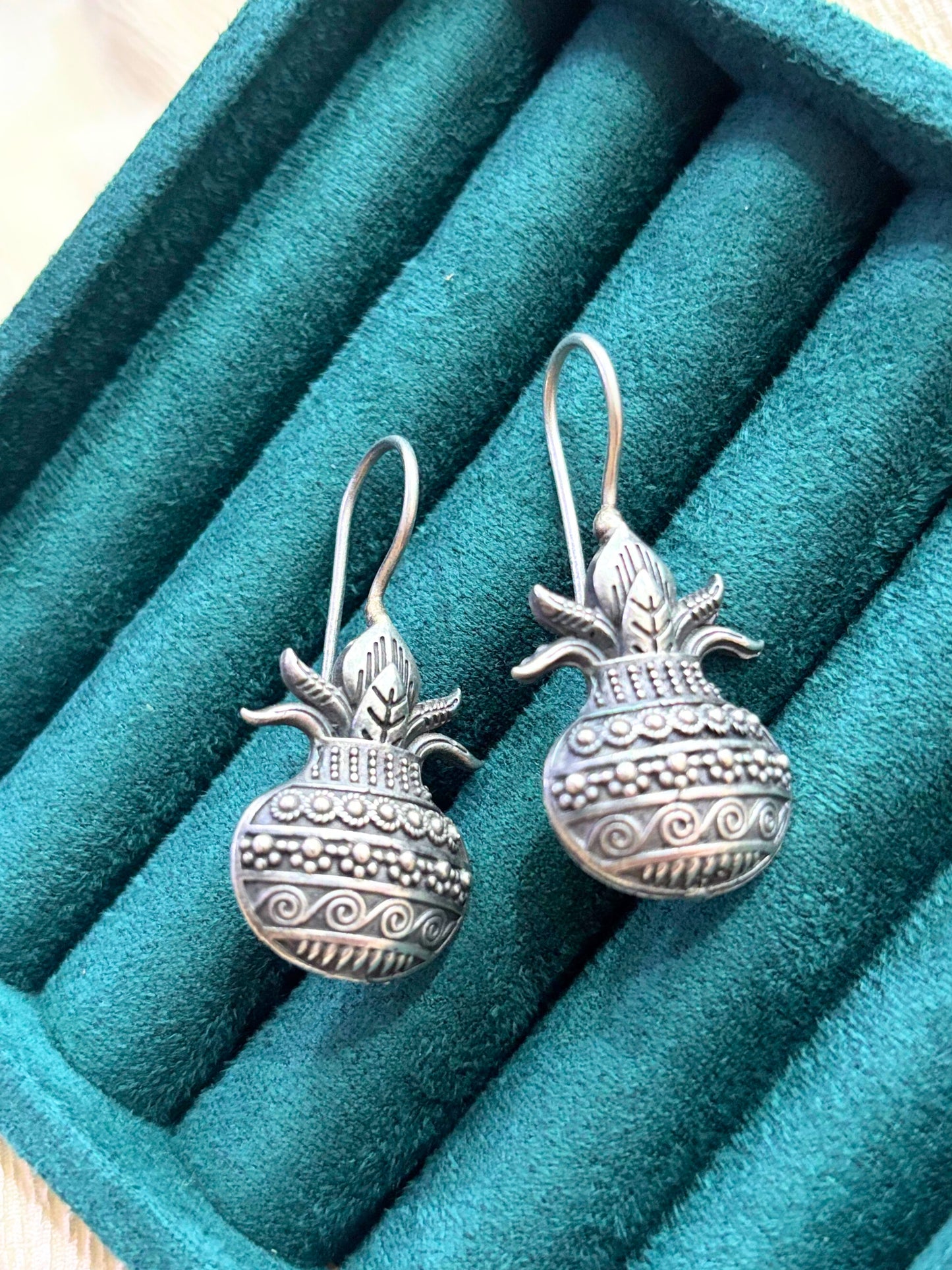 Sacred Kalash Oxidised Earrings