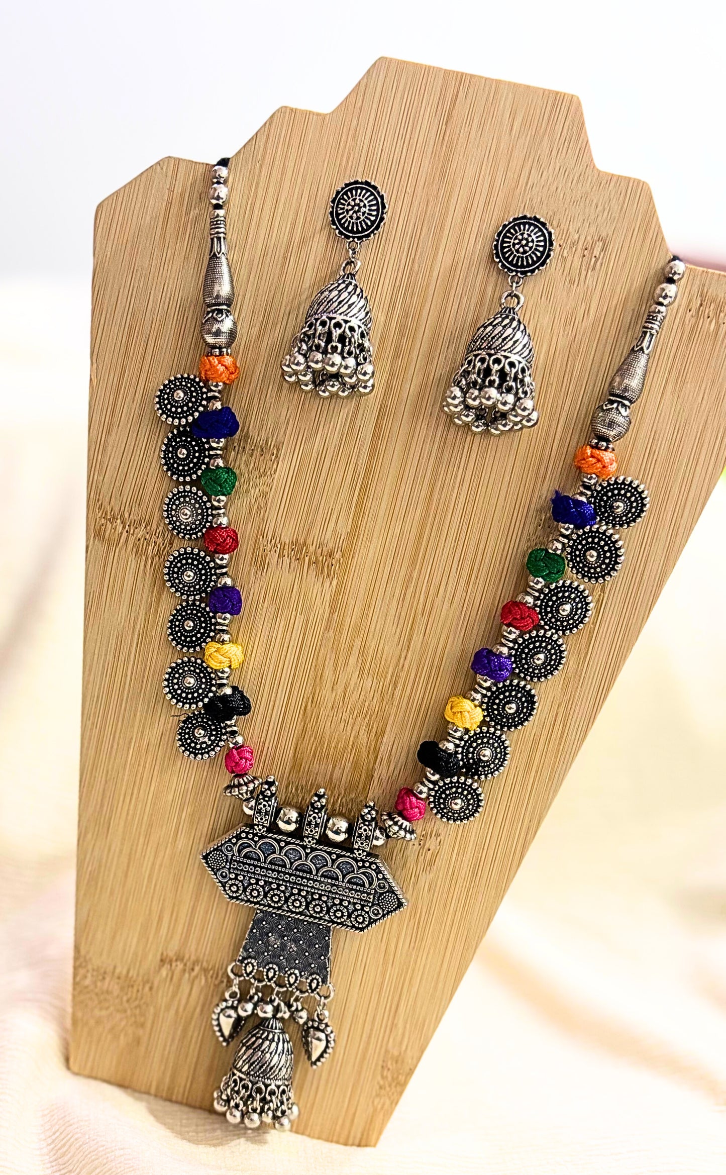 Rustic Radiance Multicolor Oxidised Necklace Set