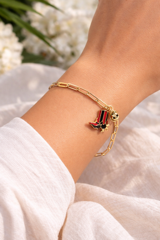 Football Fever Stainless Steel Charm Bracelet