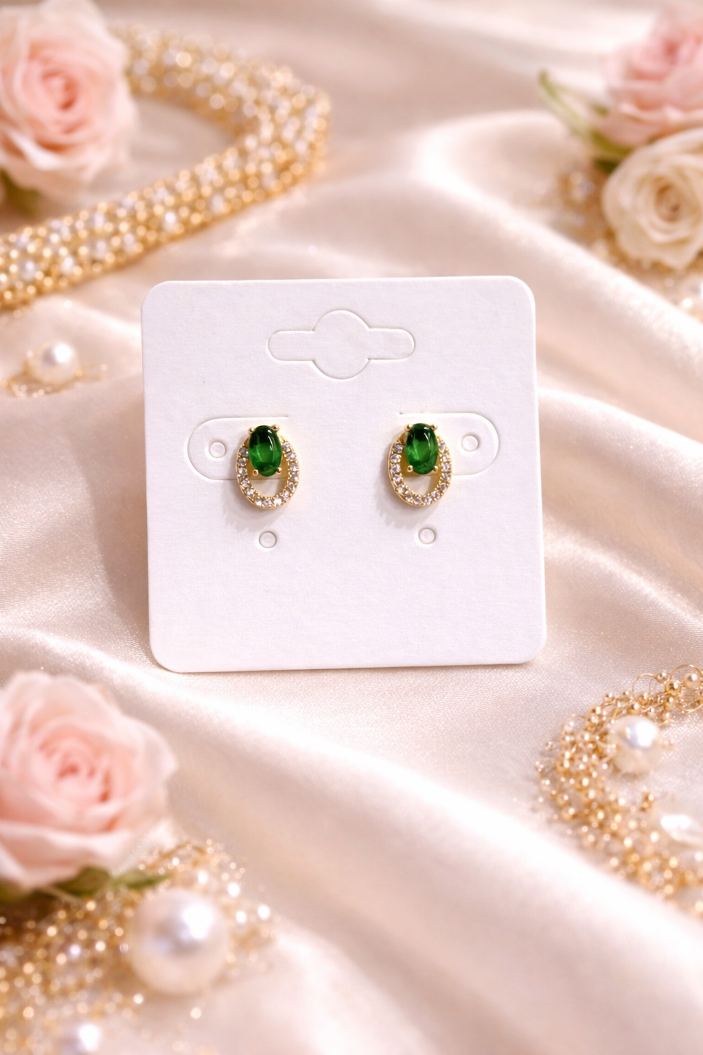 Emerald & Ruby Glow Stud Earrings