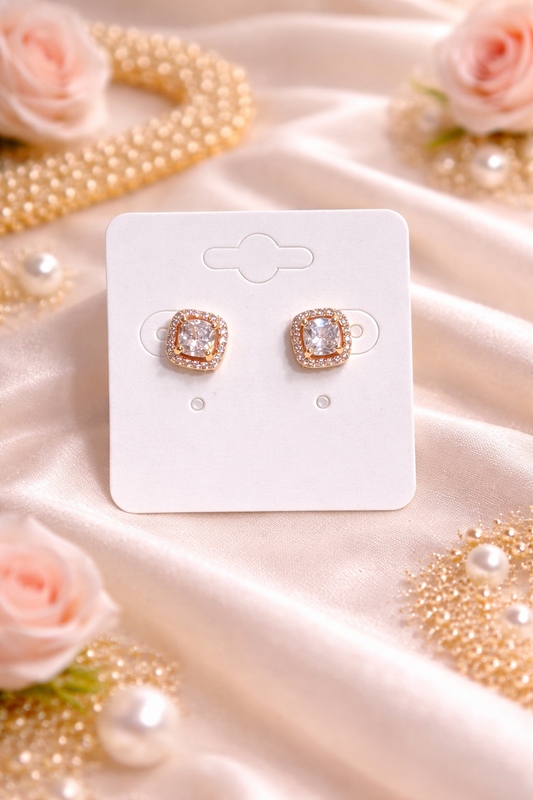 Elegant Square Halo Stud Earrings