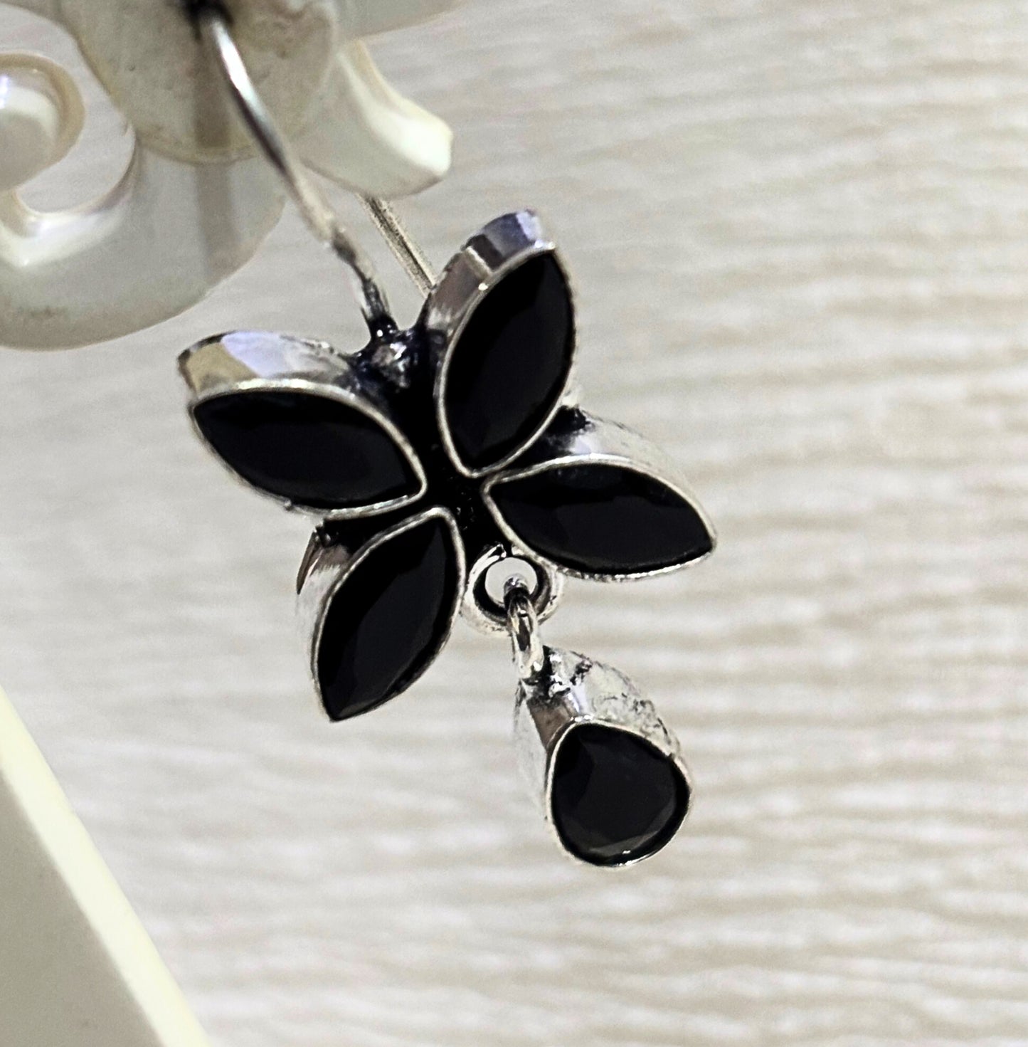 Floral Drop German Silver Earrings