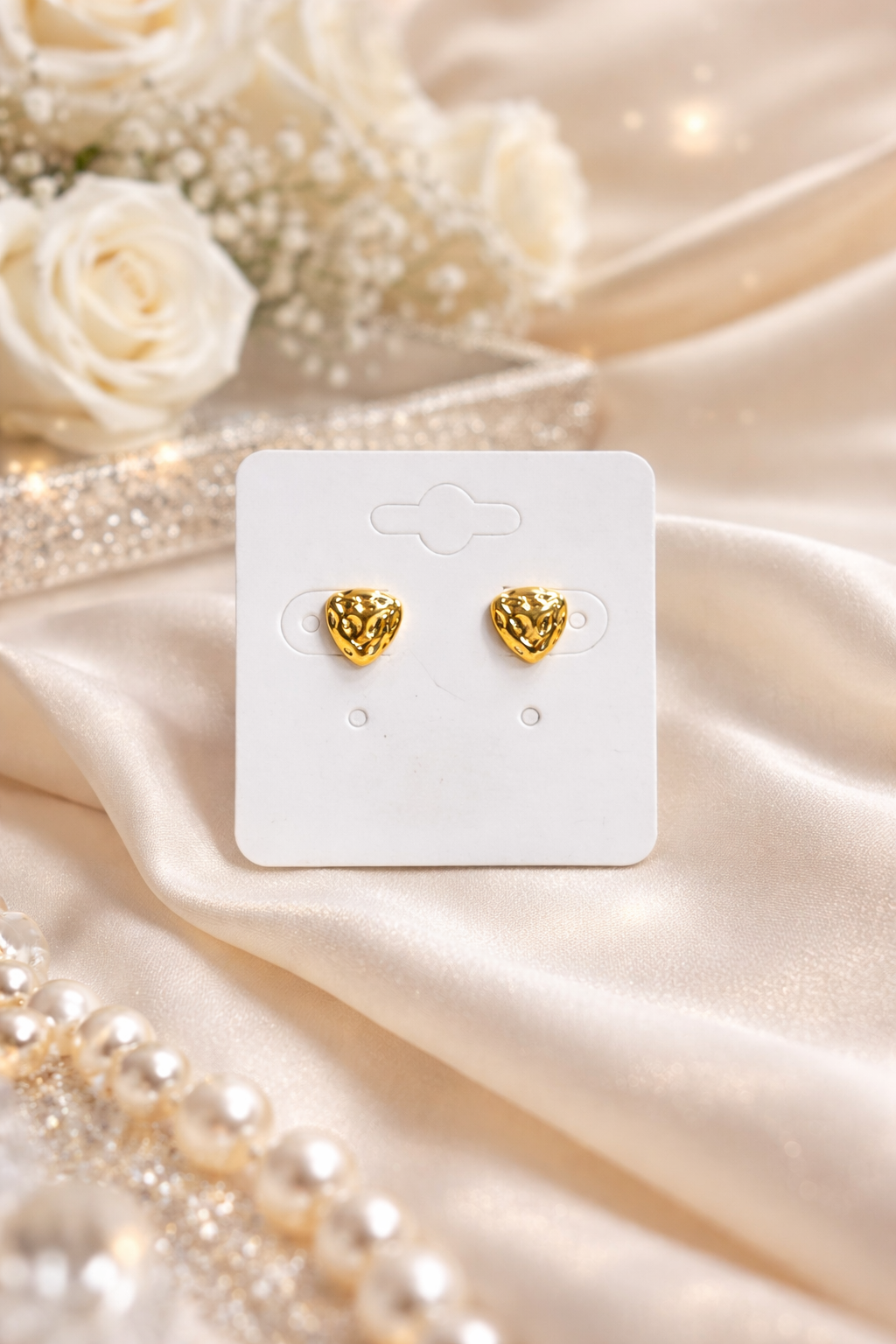 Golden Heart Luxe Stainless Steel Stud Earrings