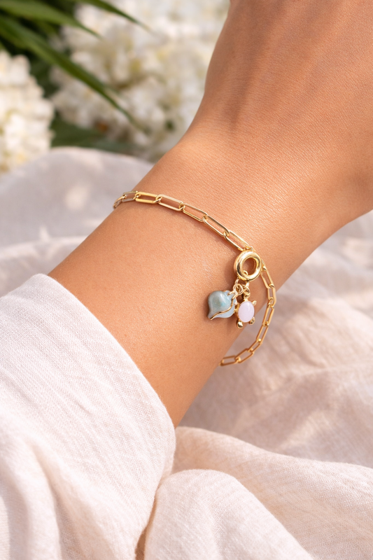 Conch shell & Turtle Stainless Steel Bracelet