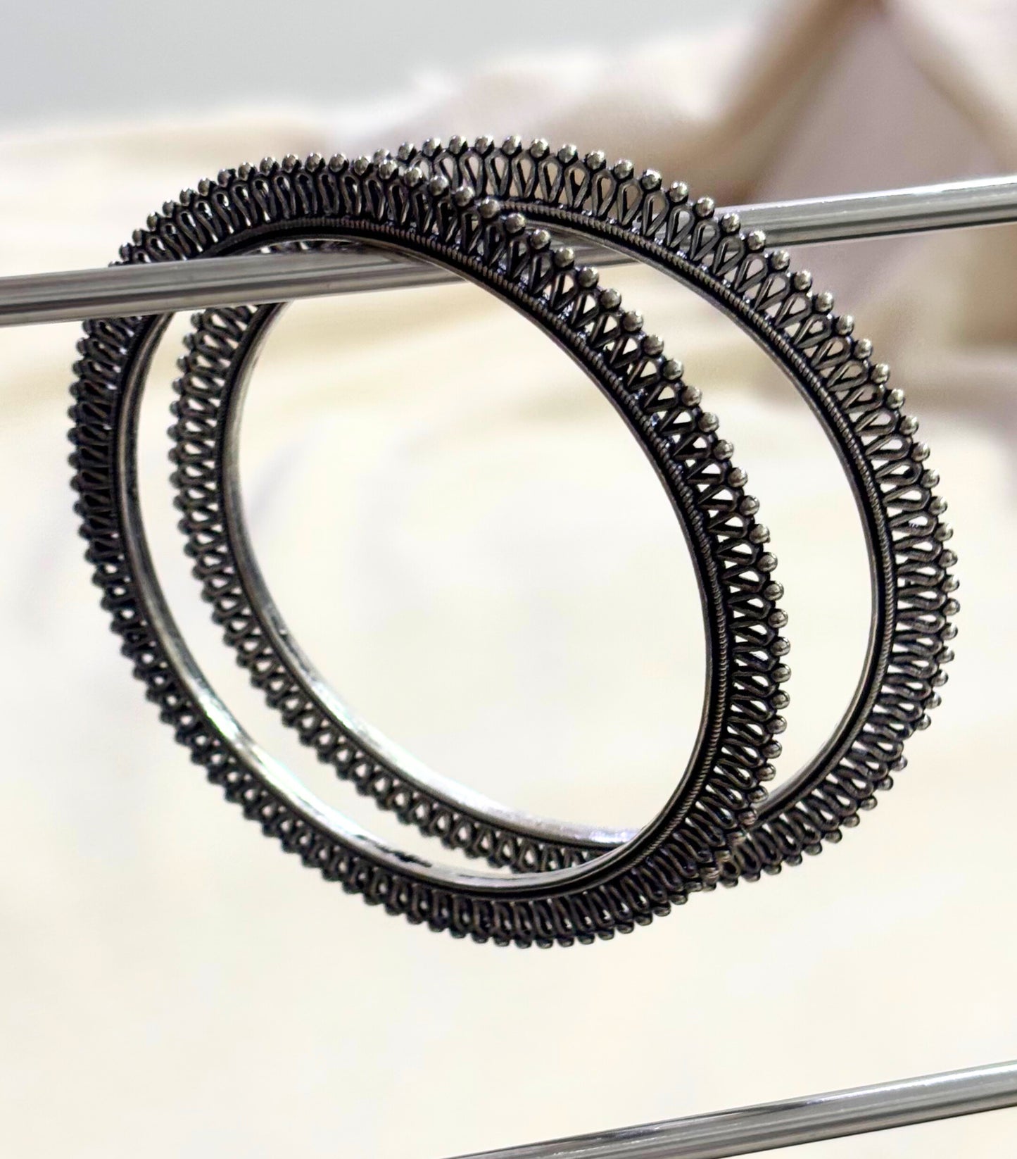 Timeless Oxidised Elegance – Intricate Bangles
